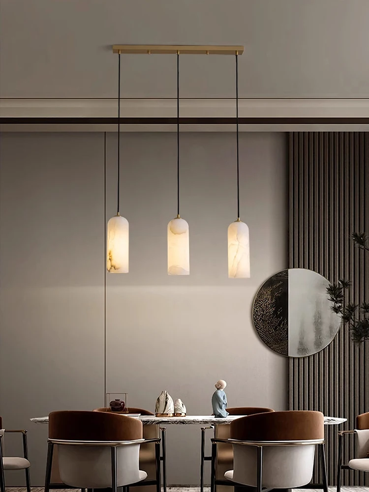 Modern Pendant Light Brass Alabaster Nordic Wabi-sabi Kitchen Island Lamp Luxury Villa Bar Decor Artistic Designer Hanging