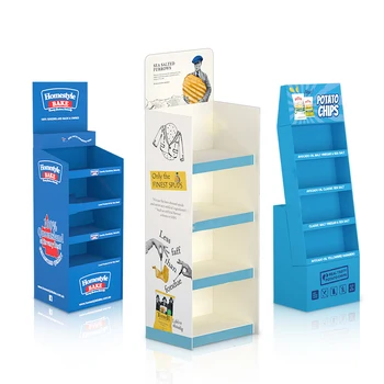 Custom Retail Pos Corrugated Cardboard Shelf Display Pop Case Floor Rack Stand Cardboard Advertising Display