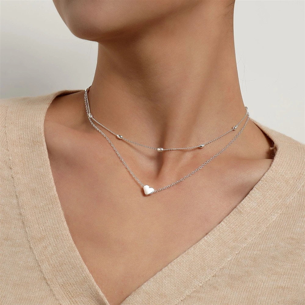 Minimalist Heart Layered Necklace for Women