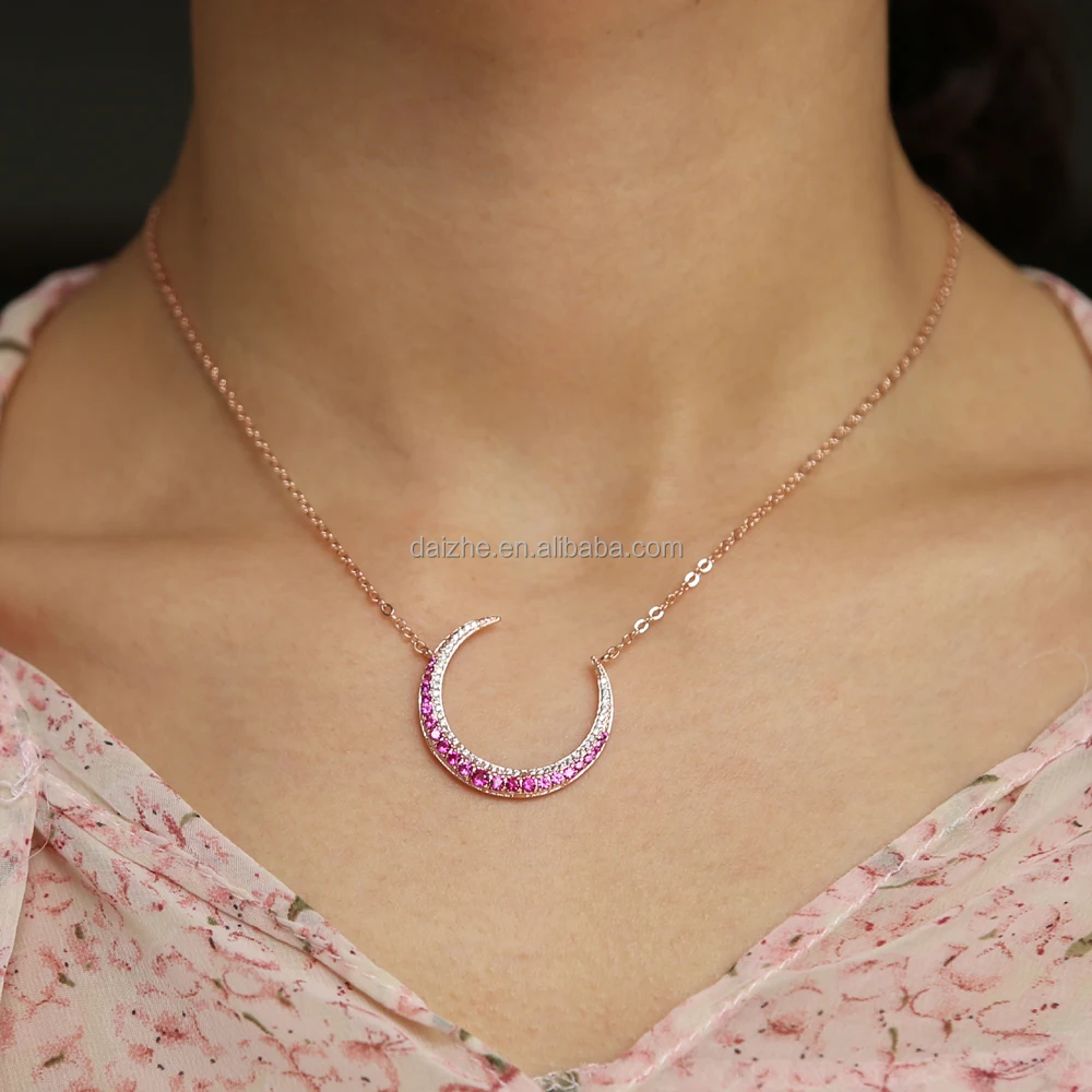 Big Moon Charm Pendant Necklace 