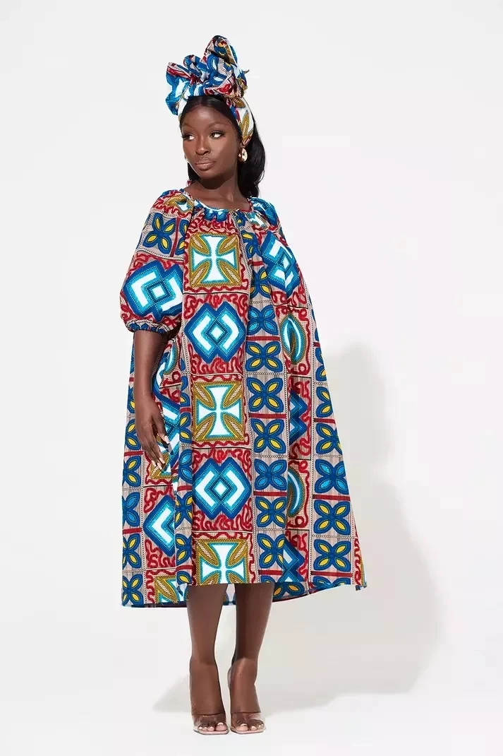 Short Sleeve African Print Africa Style Dresses For Women African
