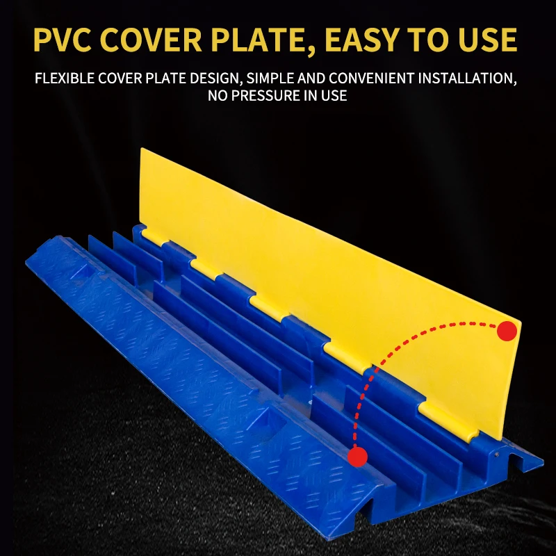 Indoor 1 Channel Cable Protector and Heavy Duty Ramp Yellow Jacket Guard Humps De Car Plastic Ramps Red Plastic Cable Protector