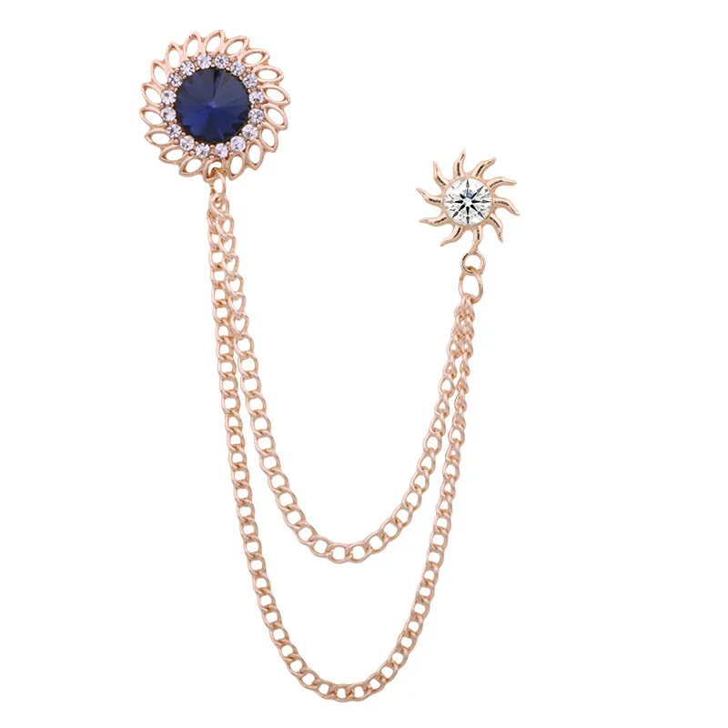 Men Suit High Quality Luxury Jewelry Fashion Lapel Pin Chain Brooches