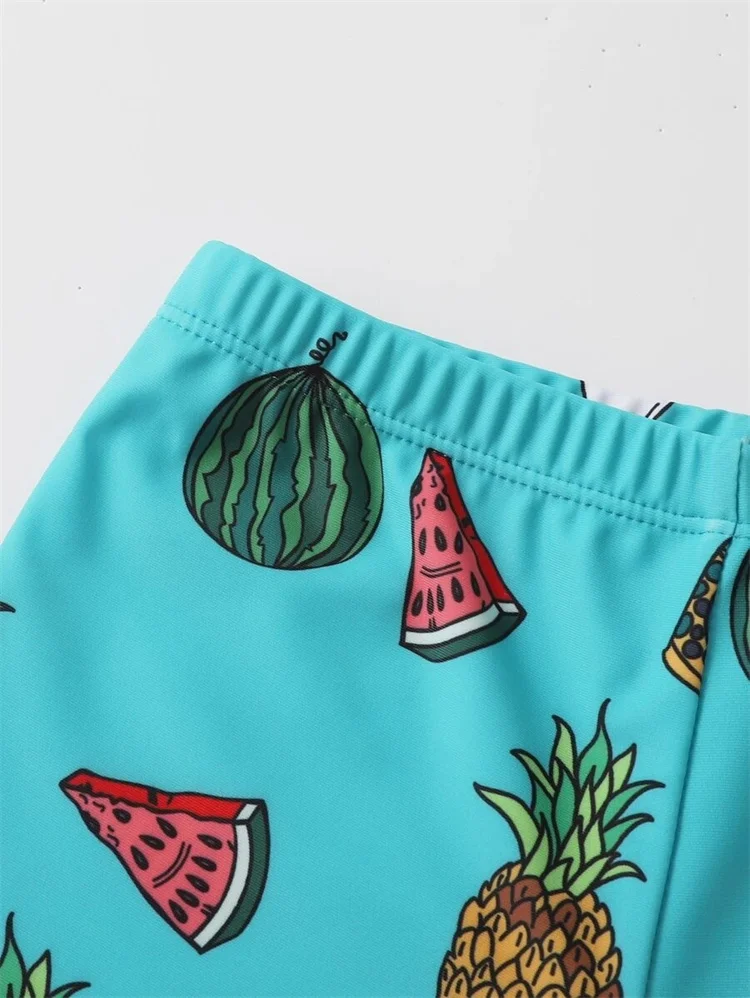 New Quick Dry Print Fruit Shorts Kids Surf Swimwear Short Swim Trunk High Stretch Hawaiian Toddler Boys Swimming Brief supplier