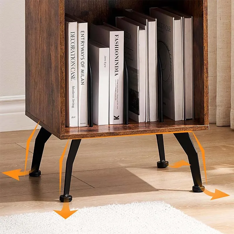 Record Player Stand with Storage Farmhouse Wooden Turntable Stand with Curved Edge Design Vintage Record Player Side Table