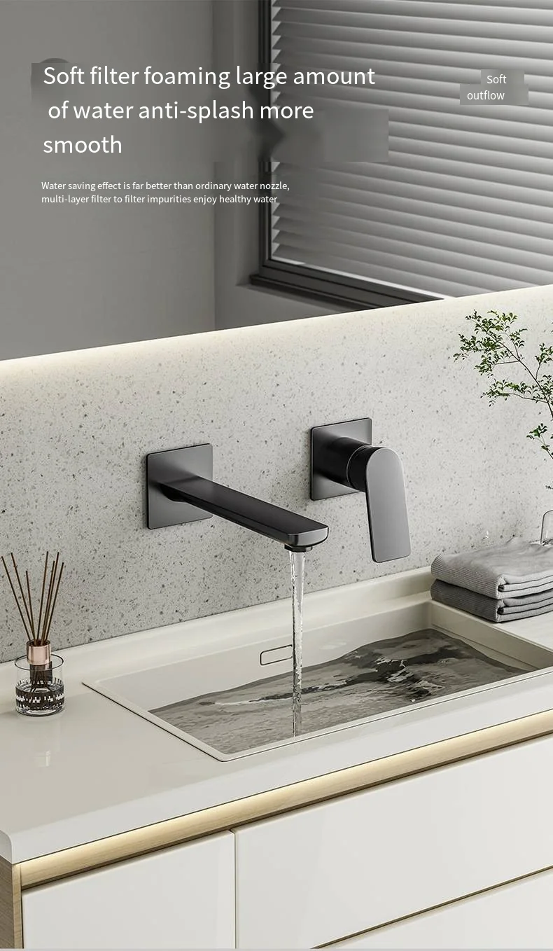 Bathroom Faucet - Hidden in Wall, Stainless Steel Sink Tap