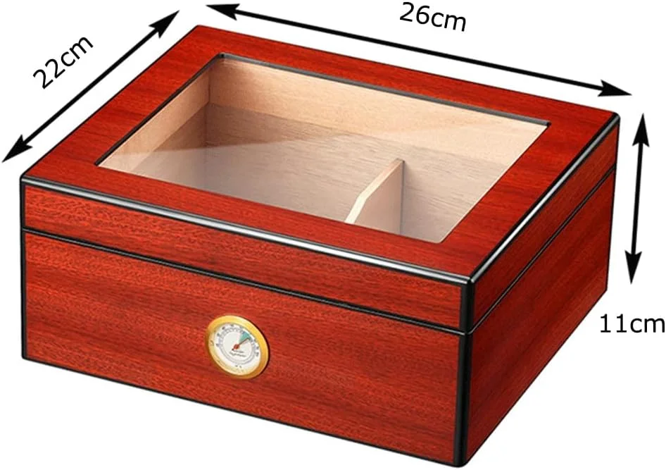 Cigars Handmade Humidors Glass Top Humidor With Hygrometer Humidifier And Divider Desktop Cedar