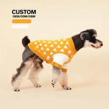 Custom Logo Warm Knitted Dog Sweater Jumper for Fall Winter XS and Medium Sizes Available Solid Color Pet Clothes