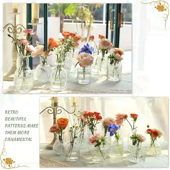 Rustic Vintage Embossed Small Glass Vase Set of 22