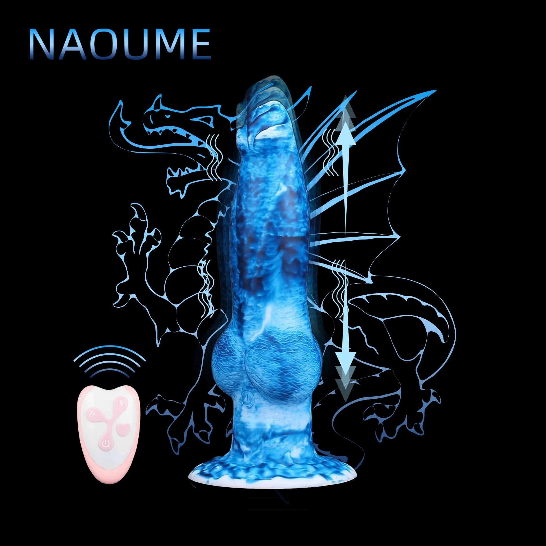 Hot Sale Remote Control Silicone Dildo Vibrator Dragon Huge Dildo for Man  Stretch up and Down Fantasy Monster Sex Toys for Women