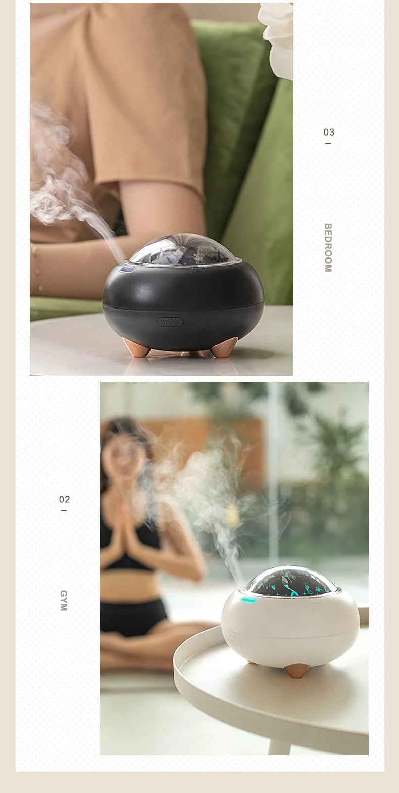 Mermaid  Light Projecting Essential Oils Diffuser 220ml Baby Room Cool Mist Mini USB Humidifier with 7 Color Led Change