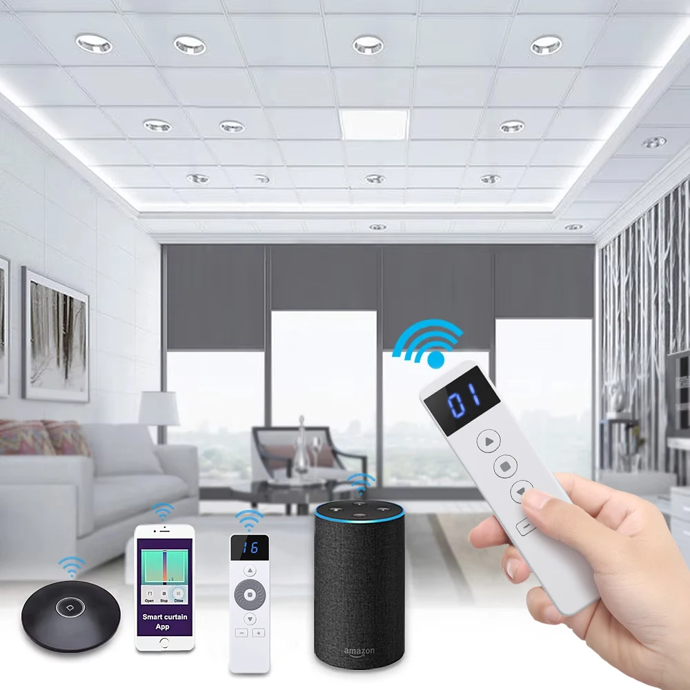 Bluetooth Electric Roller Blinds Dual Solar Panel Power System Indoor Hotel Bedroom Blackout Shutter Sunshine Battery Roller