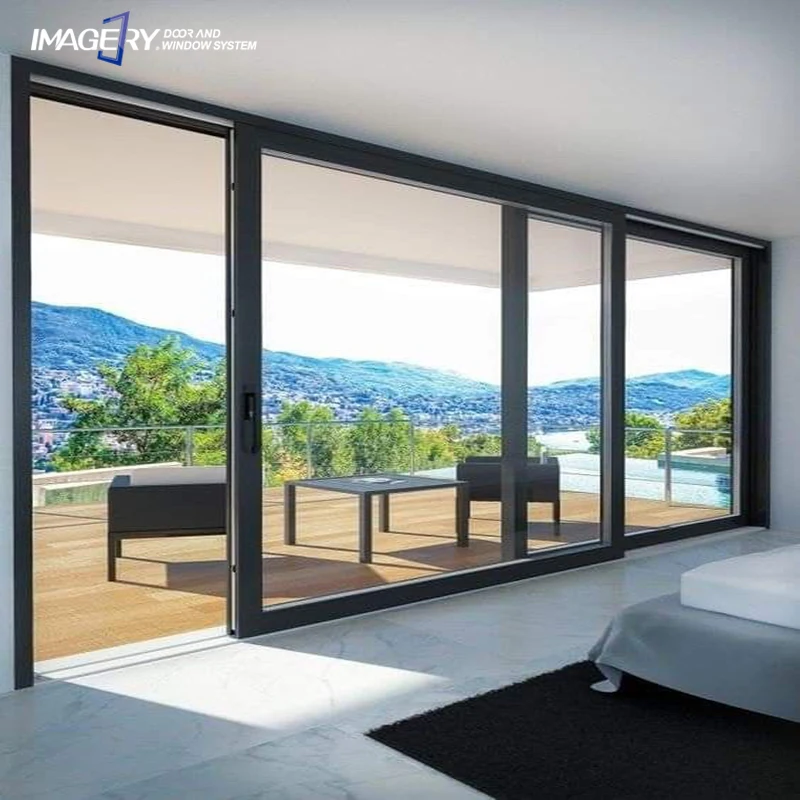 Remote Control for Commercial and Residential Use Smart Aluminum Frame Automatic Electric Sliding Glass Door