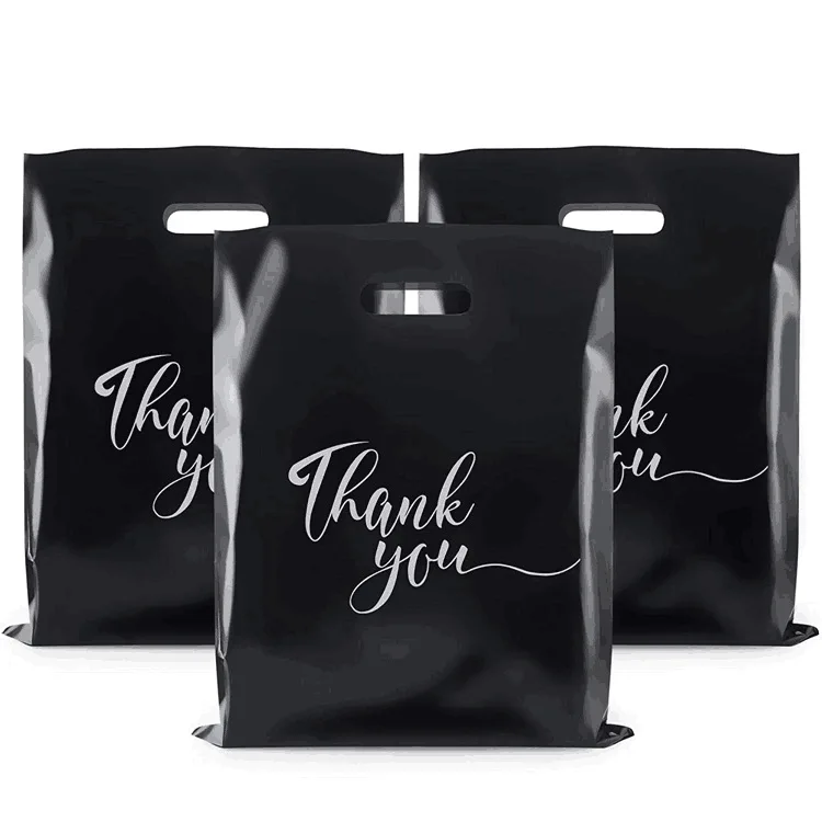 Cheap source factory Custom Printed Logo Personalized HDPE LDPE Merchandise Die Cut Plastic Shopping Bag With Handle Garment manufacture