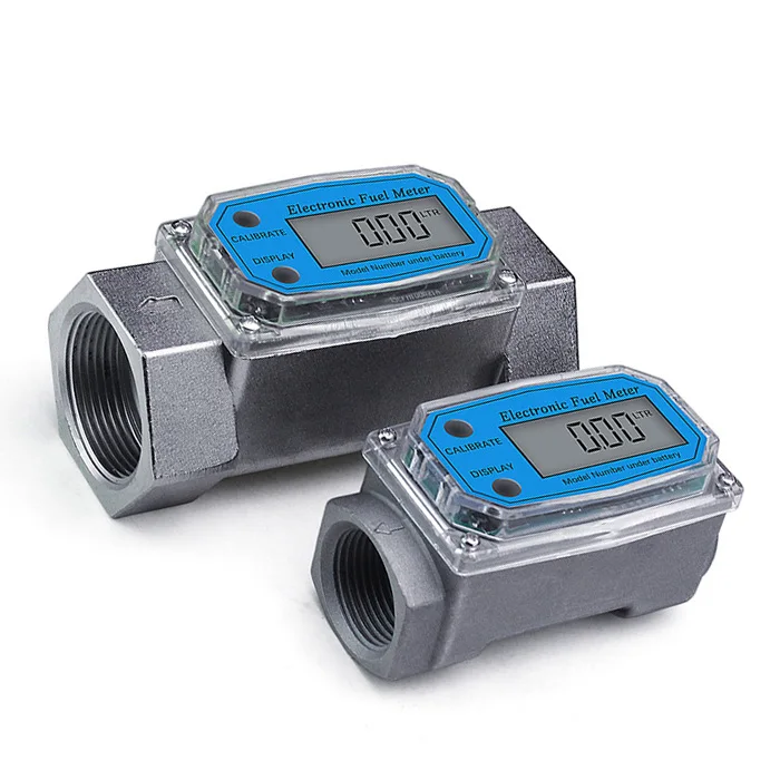 1.5 Inch Digital Turbine Flow Meter - For Diesel, Kerosene, Gasoline & Oil, LCD Display, NPT Thread, 40-280L/min