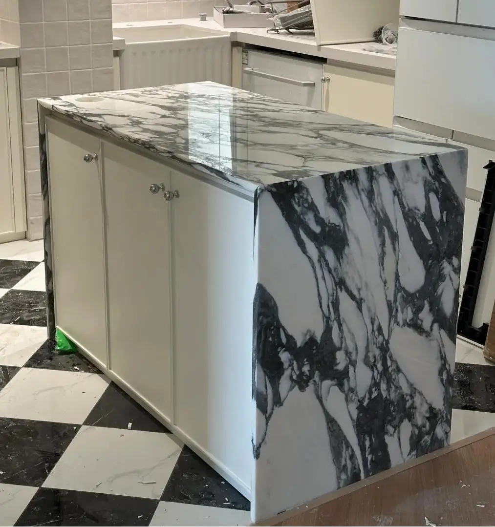 product high quality large flowered white marble kitchen countertop natural stone interior design for bathroom vanity kitchen island-2