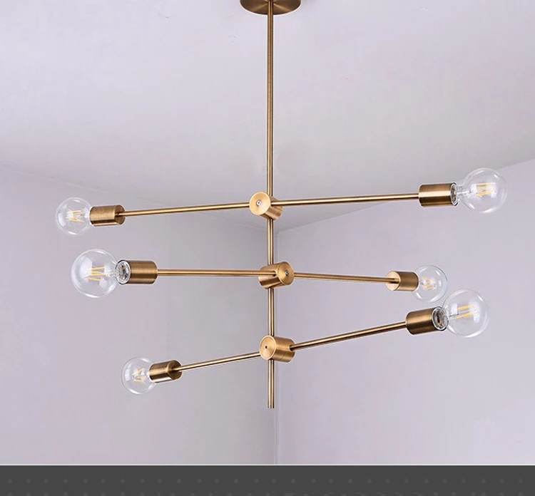 6-light Metal pendant light electroplated Bronze color Sputnik chandelier, living room home decoration pendant light fixture