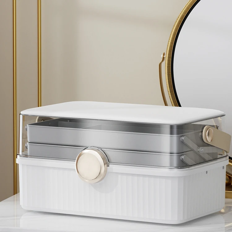 Bedroom Dresser Plastic Collapsible Cosmetic Storage Box Dust Proof Makeup Jewelry Organizer