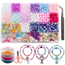 Hot selling children's beaded girl gift box handmade mermaid pearl necklace beads for jewelry making