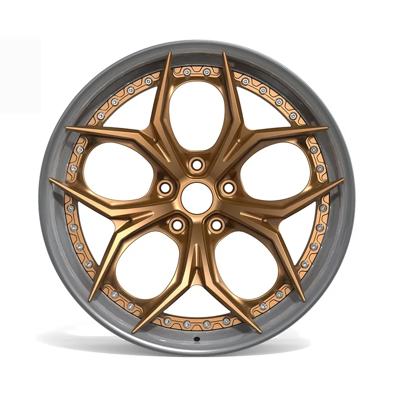 2 Piece Mate Bronze Face Aluminum Alloy Forged Wheels 16 17 18 19 20 21 22 23 24 Inch 5x112 5x114.3 5x120 Rim Hub supplier
