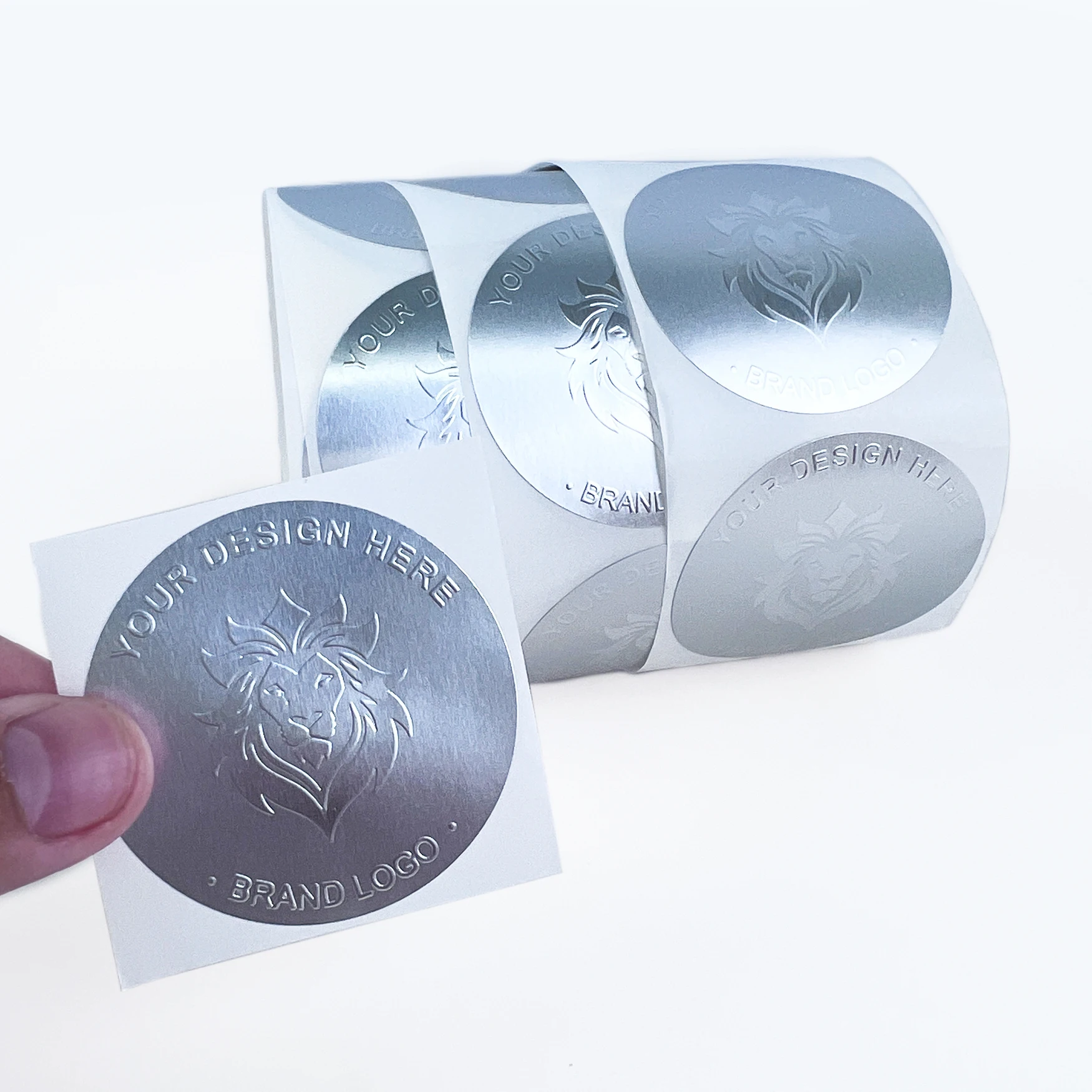Custom Silver Gold Embossed Logo Stickers Label Gift Sealing Paper Aluminum Foil Stickers 3D Gold Embossed Sticker for Packaging