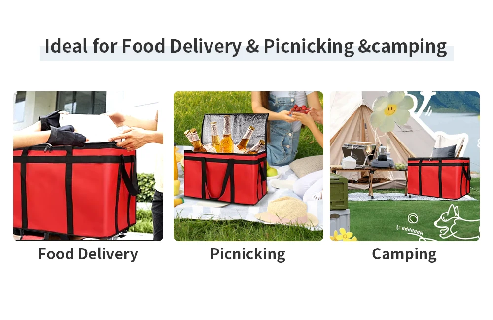 Reusable Working Lunch Hiking Tote Bag Letter Patter Waterproof Insulated Aluminum Foil Square Cooler Bag for Outdoor Picnic