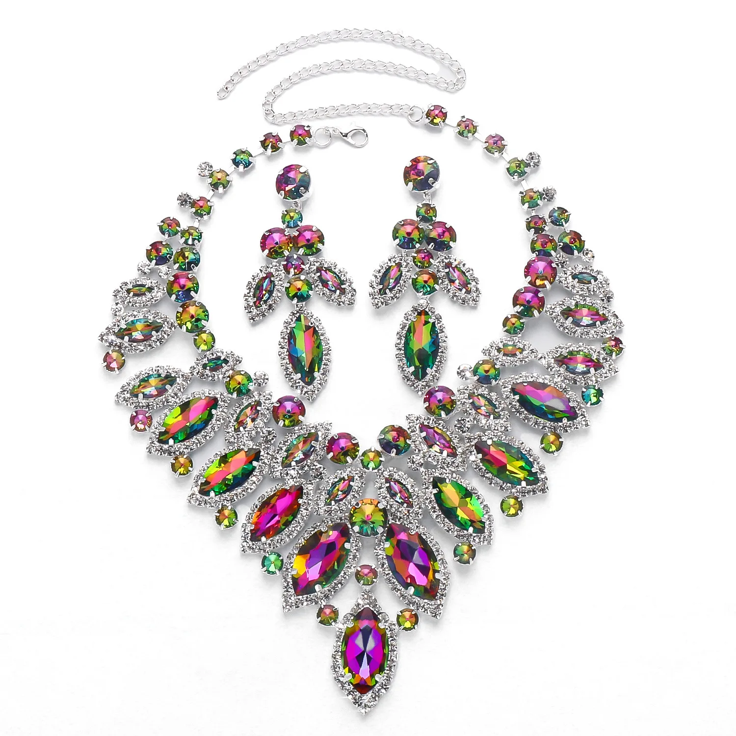Best Seller 2025 Bridal Rhinestone Necklaces Wedding Jewelry Sets for Women Fashion 2