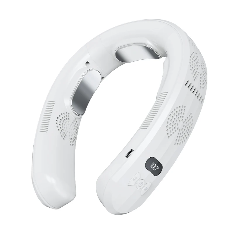 6000mAh Vaneless Hanging Coolify And Warm Portable Air Conditioner Fan Portable Mini Personal Lazy Outdoor Wearable Neck Fan_voghion.com
