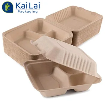 Food Packaging Container Disposable Paper Biodegradable Lunch Box Bento  Packing Box - China Sugarcane Pulp and European Standards price