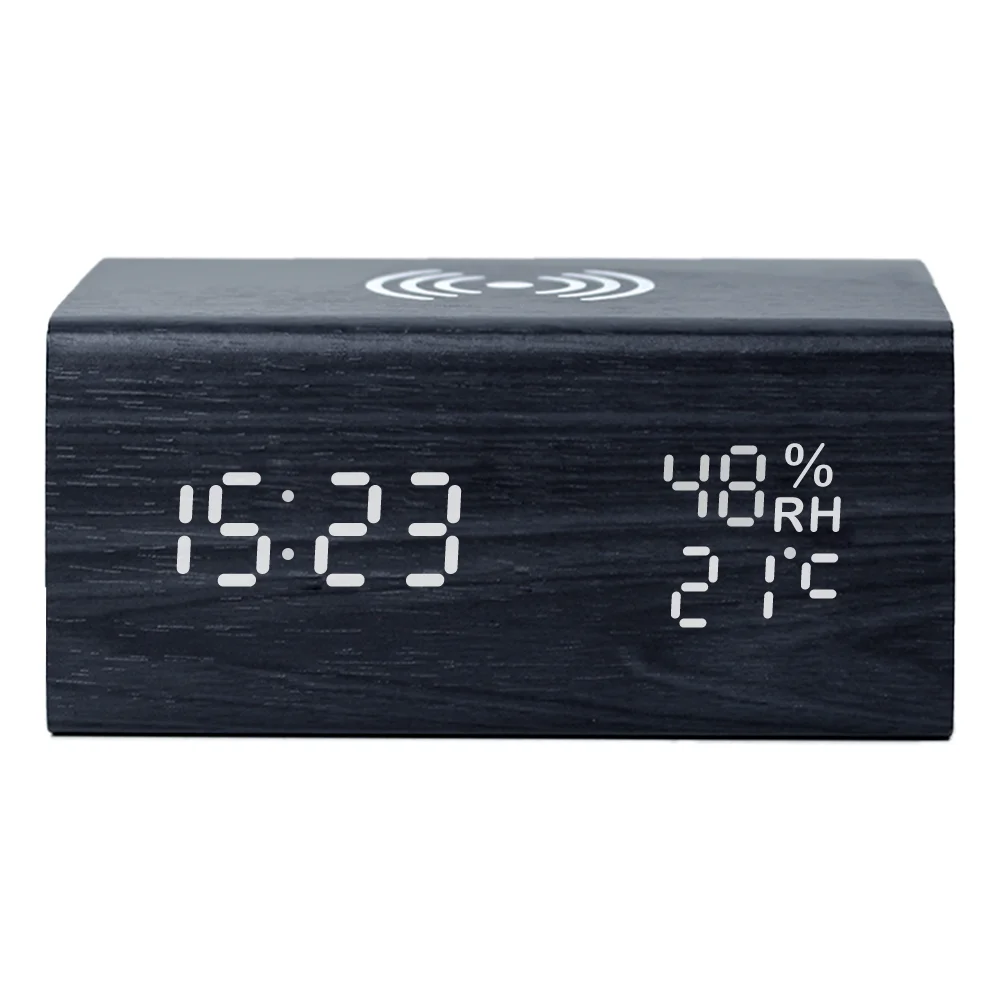 3 Alarms With Temperature And Humidity Smart Led Display Wood Electric Digital Wireless Charger Alarm Clock Buy Wireless Charger Alarm Clock Wood Clock Wireless Charger Wood Wireless Charger Clock Product On Alibaba Com