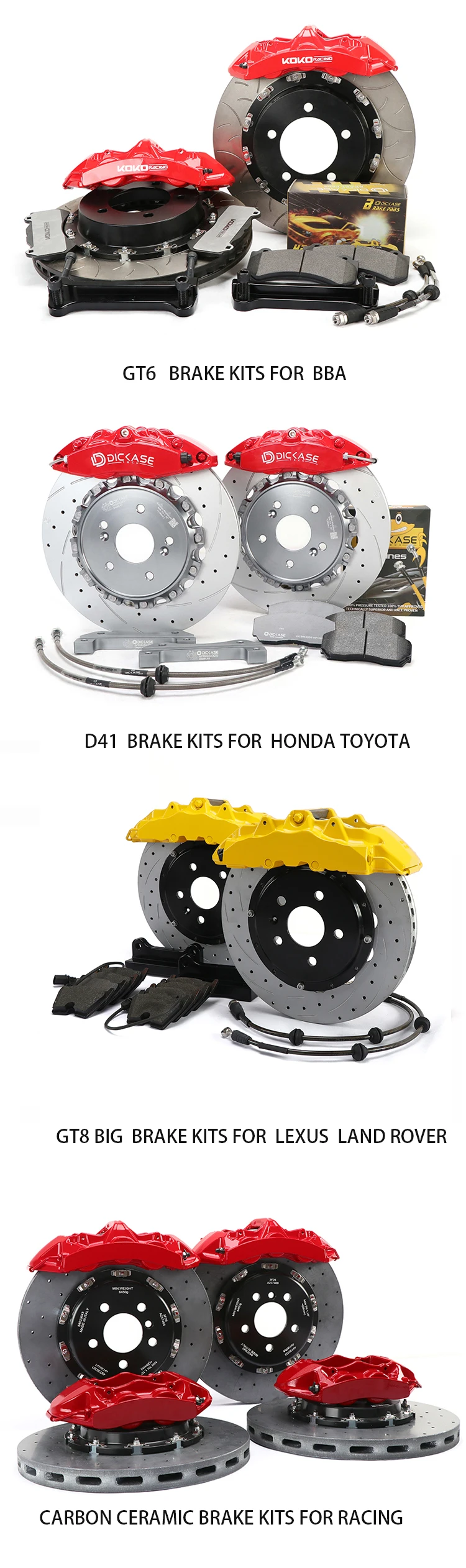 4 Pot Auto Brake Calipers Automatic Brake Systems D41 18 Inch For Golf ...