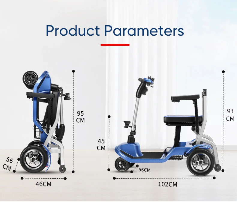 Lightweight 4 Wheel Portable Folding Mobility Scooter Lithium Brushless ...
