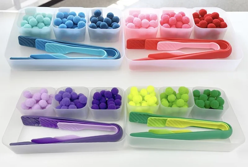 Waldorf Montessori Inspired Color Sorting Activity with Tong Tray for ...