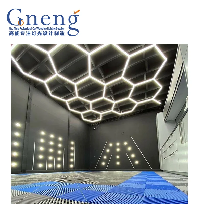 Gonengo Custom Designed Hexagon Led Light 6500K Modern Garage Lighting for the Car Workshop