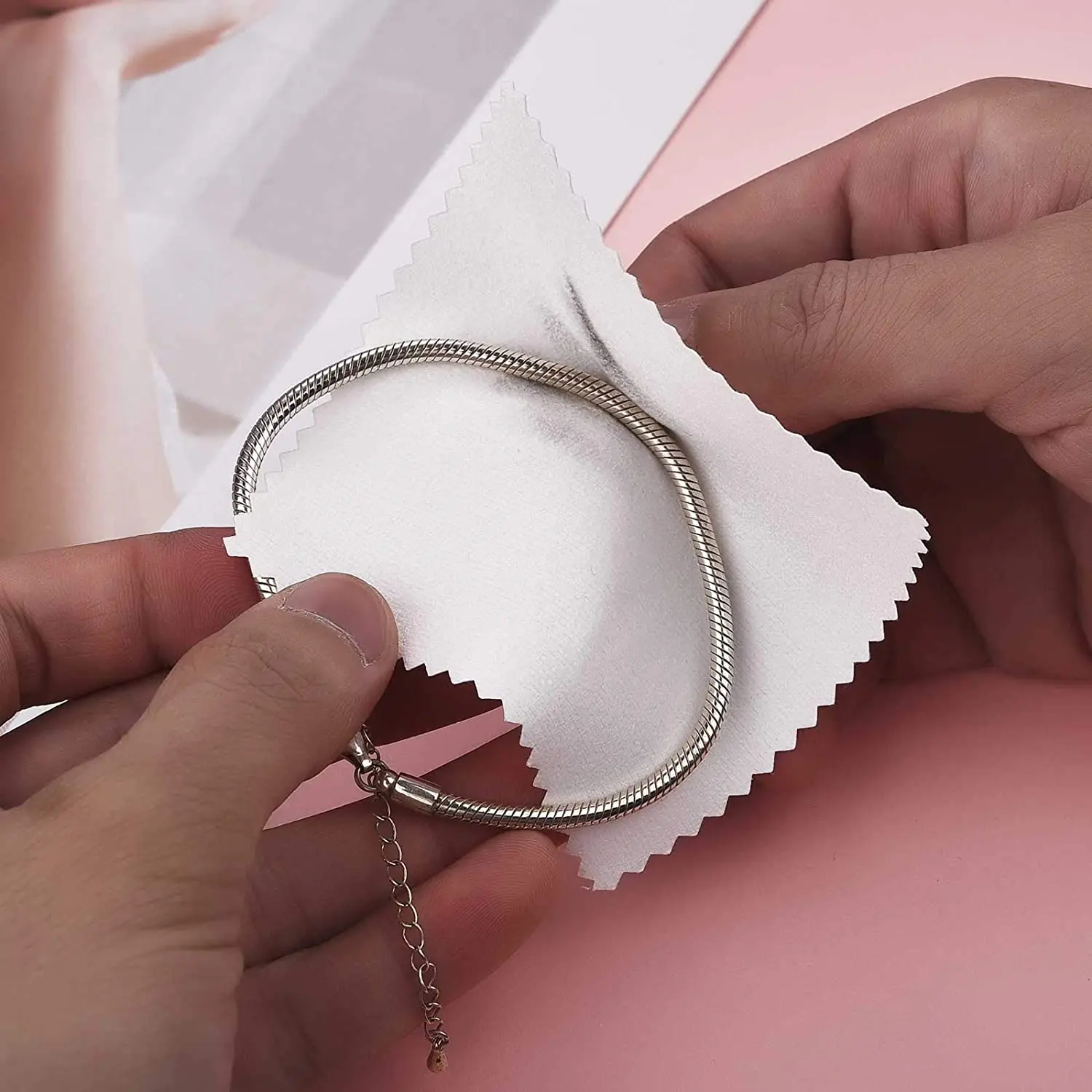Custom Logo Printed Microfiber Cloth for Silver Jewelry Care Cleaning & Polish Jewelry Cleaner