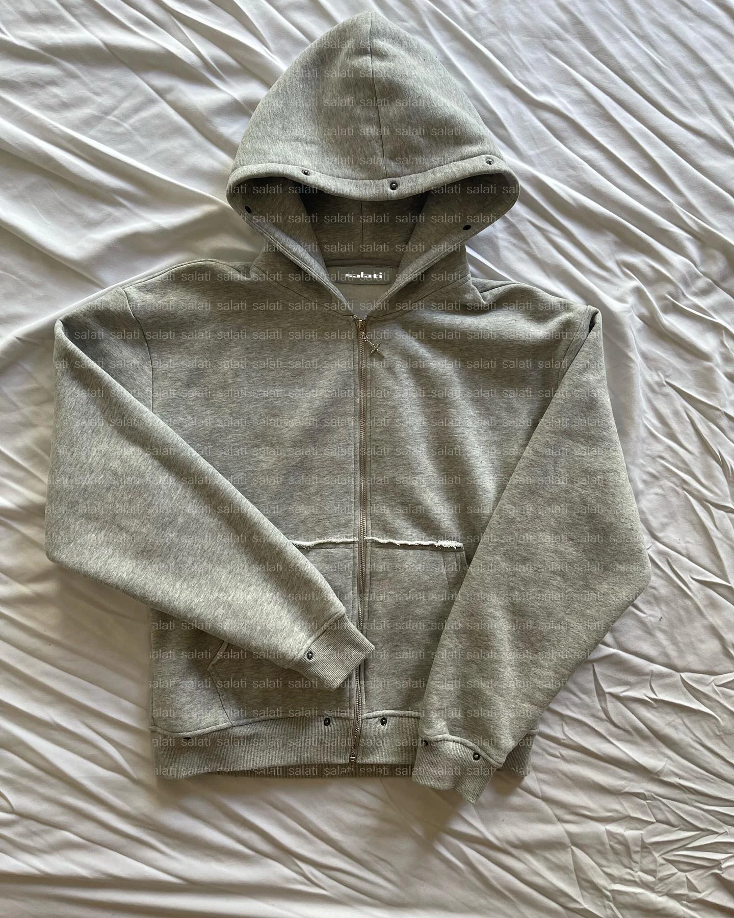 Custom Detachable Faux Fur Hoody Jacket Unisex 450GSM Heavy Cotton Terry Fleece Blank Winter Cropped Zipup Sweatshirt Hoodie Men gallery 9