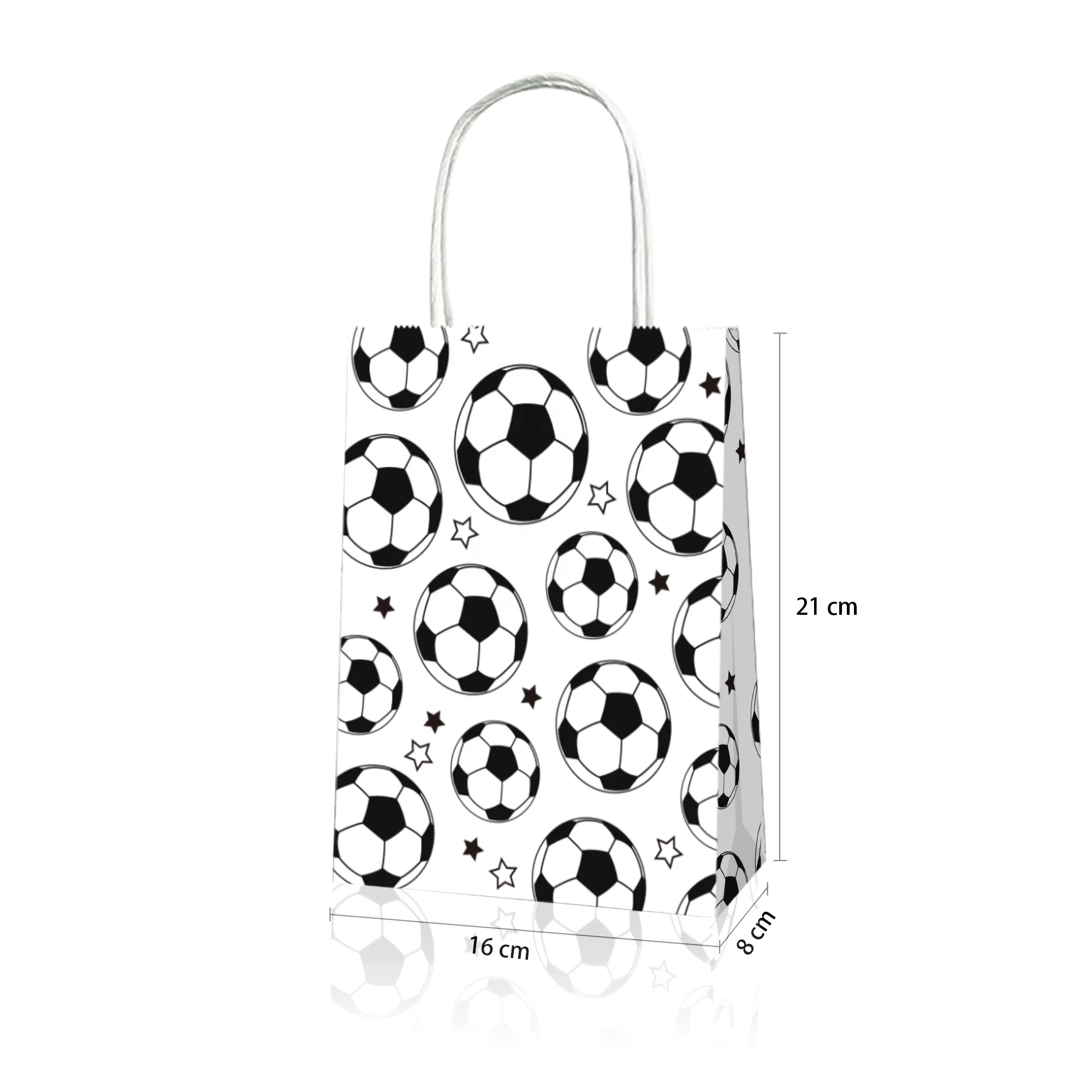 Whaline 24Pcs Soccer Paper Gift Bags With Handles - Sports Party Favor Goodie Bags 5.9x8.3 Inch