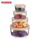 Family Friendly Food Container Bamboo Glass Food Bamboo Lid