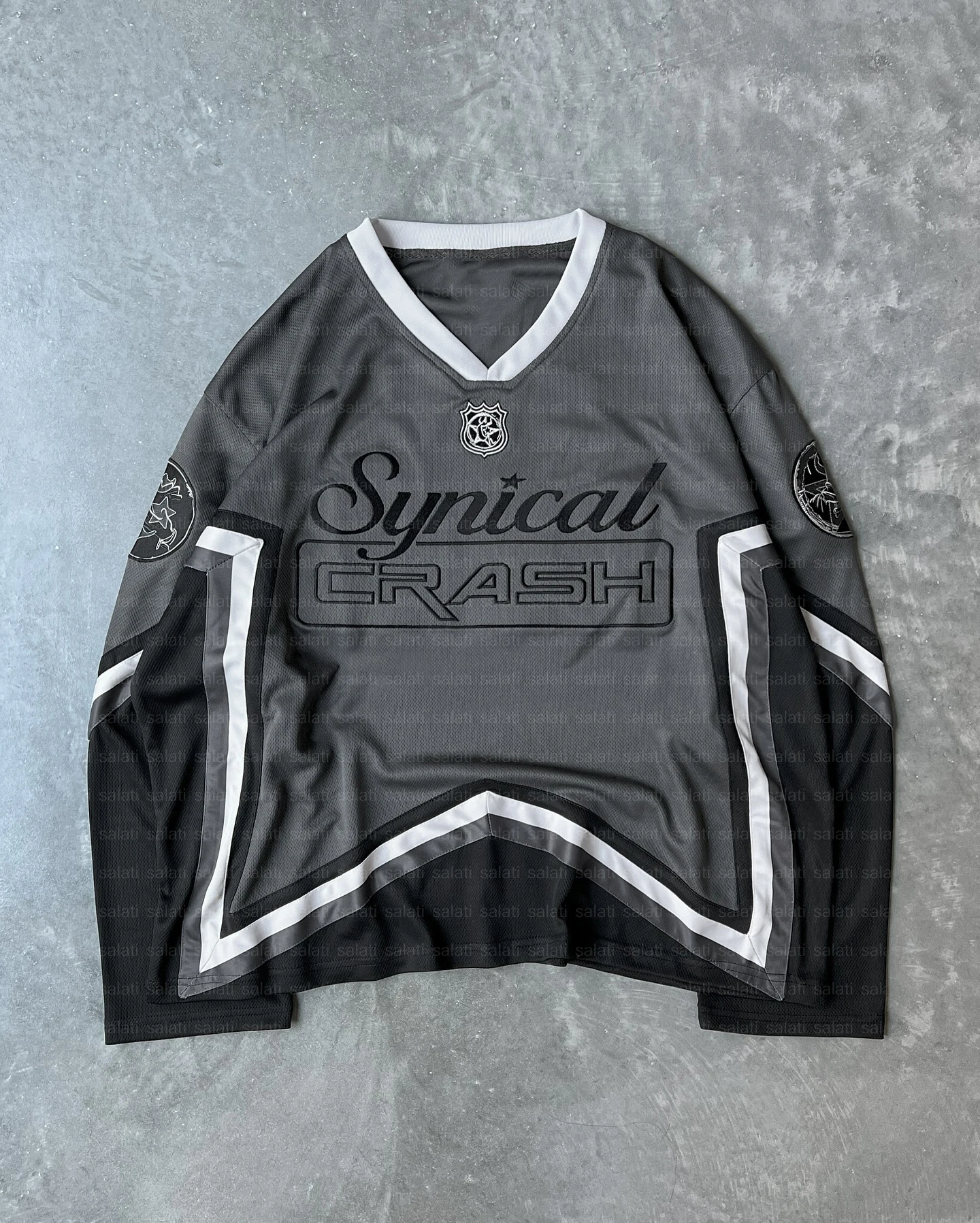Soccer Jersey Manufacturer Custom Print V Neck T-shirts Retro Oversized Long Sleeve Vintage Retro Mesh Football Jersey for Men gallery 6