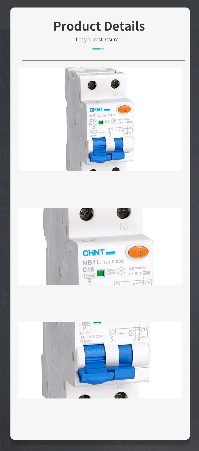 CHINT NB1L 50/60Hz 63A 1P 2P 3P 4P Residual Current Operated Circuit ...