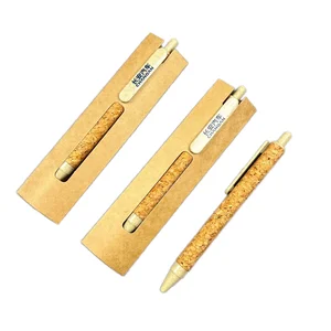 Recycled Natural Wheat Clip Cork Barrel  Ecology ECO Ballpoint Pen with Logo