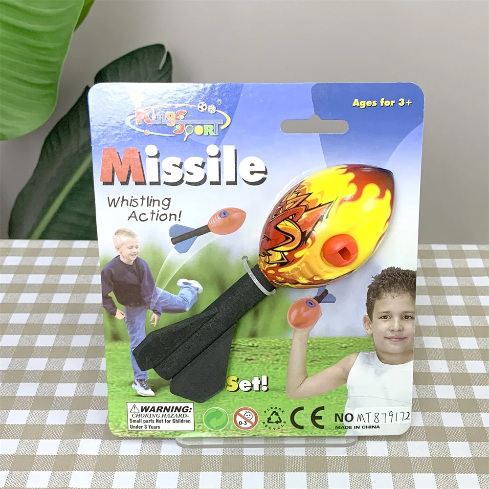Factory Outdoor Activity Plastic Mini Launcher Sports Game Model Ball Kit Air PU Foam Sponge Whistling Rocket Toys for Kids