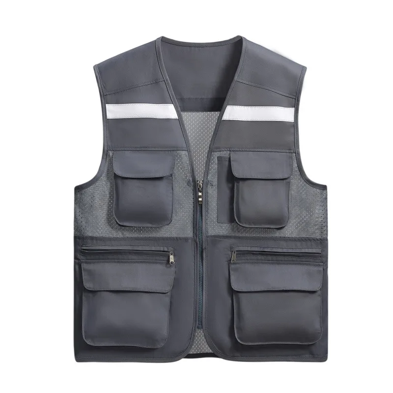 Customizable Logo High Visibility Neon Reflective Safety Vest Polyester with Pockets & Zipper for Working