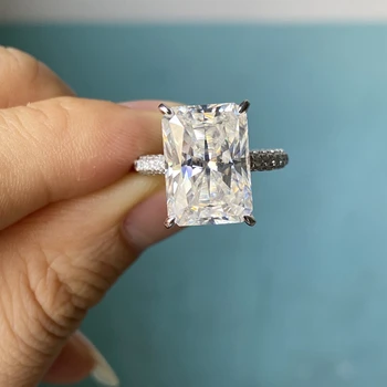 Fashion gifts 8 carat radiant cut diamond Platinum White Gold diamond moissanite women engagement ring