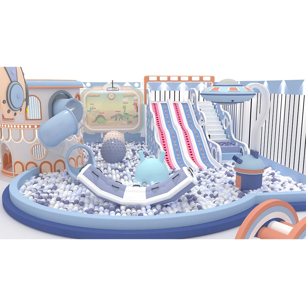 Детская игровая площадка, Крытый песочный бассейн, батут, большая горка, крытая игровая площадка для детей