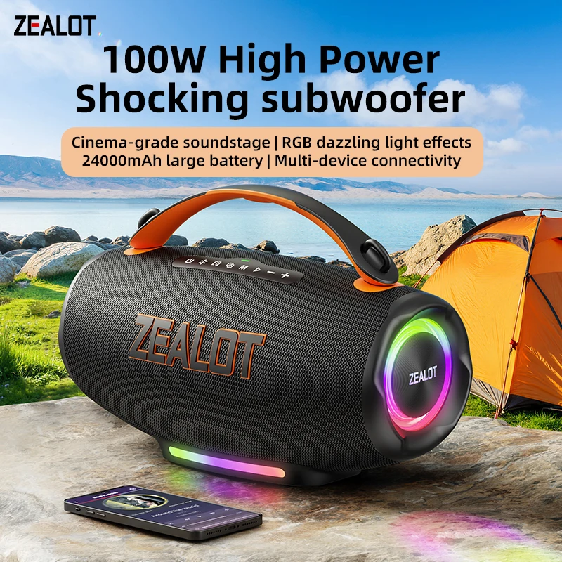 Zealot S167 100W Wireless Speaker 24000mAh Battery Power Bank TF