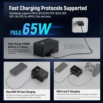 Neewer V Mount Battery PS099E with Type C Cable, 6800mAh 99Wh  Mini V Lock with OLED Display,for Video Camera Monitor Camcorder detail image