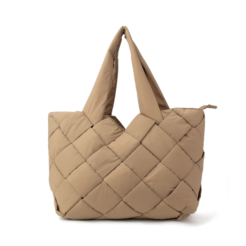 Women's Winter Puffer Tote Bag - Quilted Puffy Handbag, Shoulder Bag, Underarm Bag