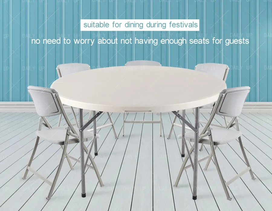 Banquet Folding Round Table For Sale Outdoor White Plastic 456ft Dining Round Table Designs Party Suitcase HDPE Wedding Table