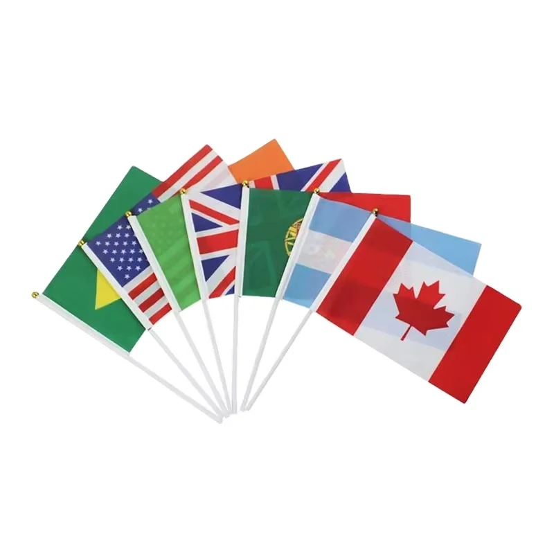 Hand Waving Flags 100% Polyester Material Double Sides Custom Printing Flag